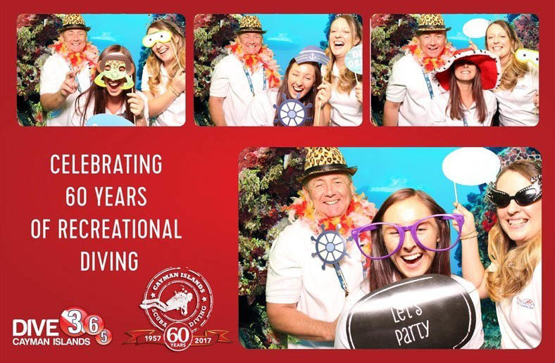 Celebrating at the Cayman photo booth are Clive Webb, Lowri Williams and Sarah-Jane Harlan.