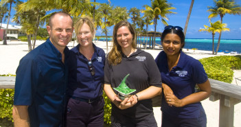 The Southern Cross Green Team proudly showing off the CEPTS Stingray Award: (L-R) Southern Cross Club’s Neil van Neikerk, Jennifer Mills, Sherry Smith and Renita Schouten.