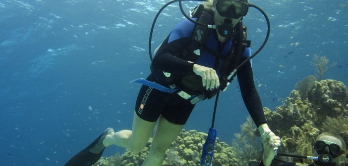 Paula Brazier and instructor Mike Schouten’s on her first dive.