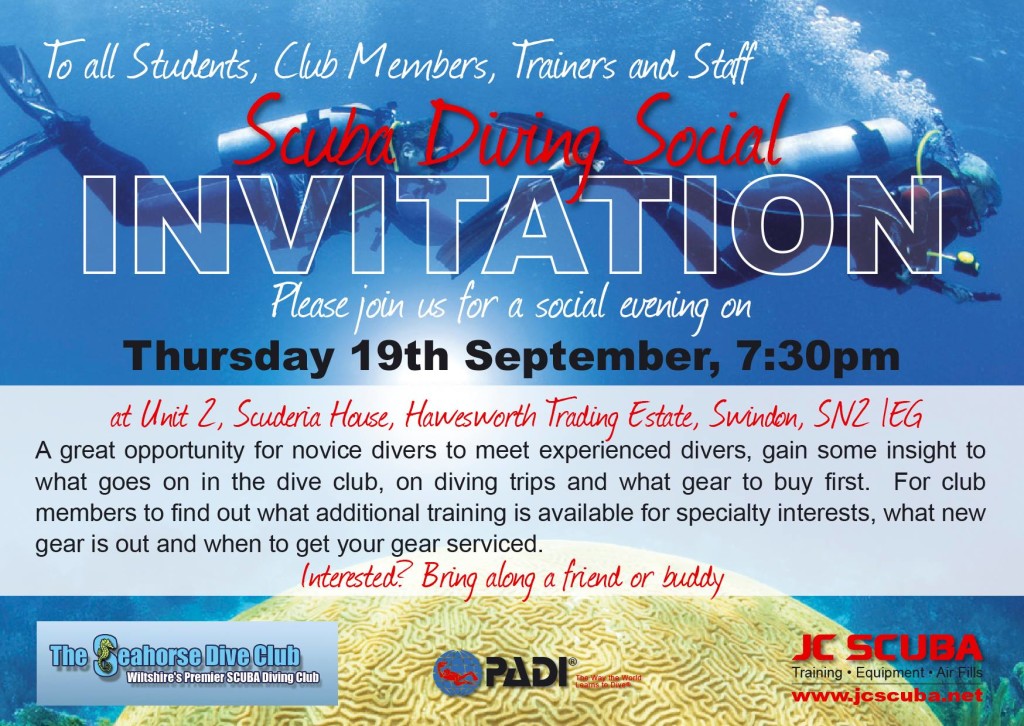 JC Scuba Swindon, Scuba Social at The Scuba News