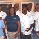 At the Sister Islands Cookoff are (L-R) SCC’s Ms. Merilda Messias, Ms Joan Muir, Chef Francisco Diaz, Chef Manuel D’Souza and SCC’s Executive Chef Anu Christopher with the Cook-off Judges: Shetty Vidyadhara, Head of the Cayman Culinary Society, Owner of Blue Cilantro on Seven Mile Beach; Keith Griffen, Vice President Cayman Culinary Society, Manager of the Cayman Culinary Team; Wayne Jones O’Connor, Owner-Chef of Food For Thought Catering, Grand Cayman’s Premier Catering House.
