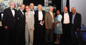 International Scuba Diving Hall of Fame inductees (L-R) Dan Orr, Neal Watson, Alese Pechter, Bill Acker and Chuck Nicklin. Photo courtesy Cayman Islands Department of Tourism.