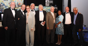 Cayman’s Legends and Lions Weeklong Scuba Celebration Launched with a Resounding Start International Scuba Diving Hall of Fame inductees (L-R) Dan Orr, Neal Watson, Alese Pechter, Bill Acker and Chuck Nicklin. Photo courtesy Cayman Islands Department of Tourism.