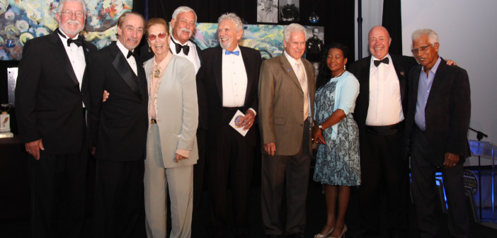 International Scuba Diving Hall of Fame inductees (L-R) Dan Orr, Neal Watson, Alese Pechter, Bill Acker and Chuck Nicklin. Photo courtesy Cayman Islands Department of Tourism.