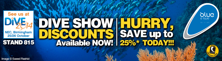 blueotwo_DIVE_2014_DIVE_SHOW_DISCOUNTS