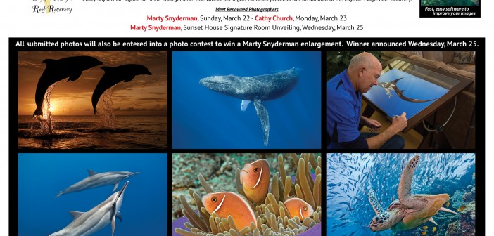 Event poster which includes the prints that will be raffled off to raise money for the Magic Reef Restoration Project. Courtesy Rick Voight, Vivid-pix