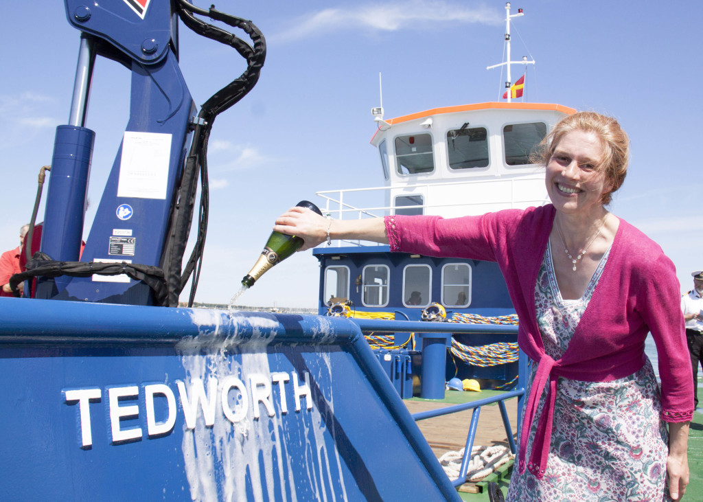 Champagne celebration for naming of dive boat 3