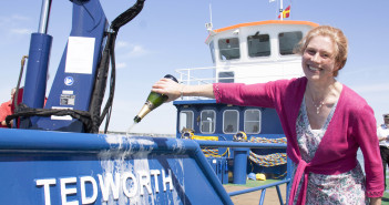 Champagne celebration for naming of dive boat 3