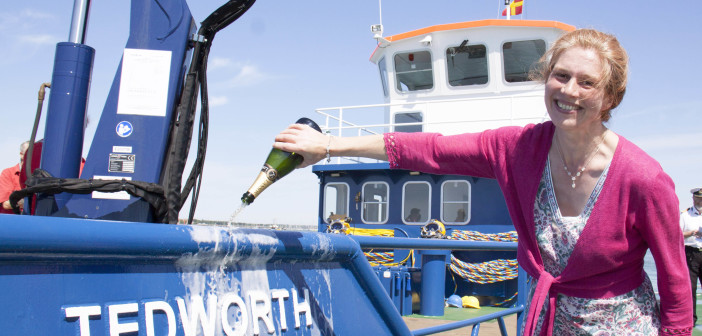 Champagne celebration for naming of dive boat 3