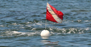 Flag systems regulate boat traffic around scuba-diving sites Diver Down