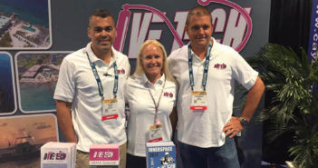 Divetech Team at their DEMA booth from left to right is Tony Land, Joanna Mikutowicz and Drew McArthur. Divetech reported a very busy show with great business booked for next year.