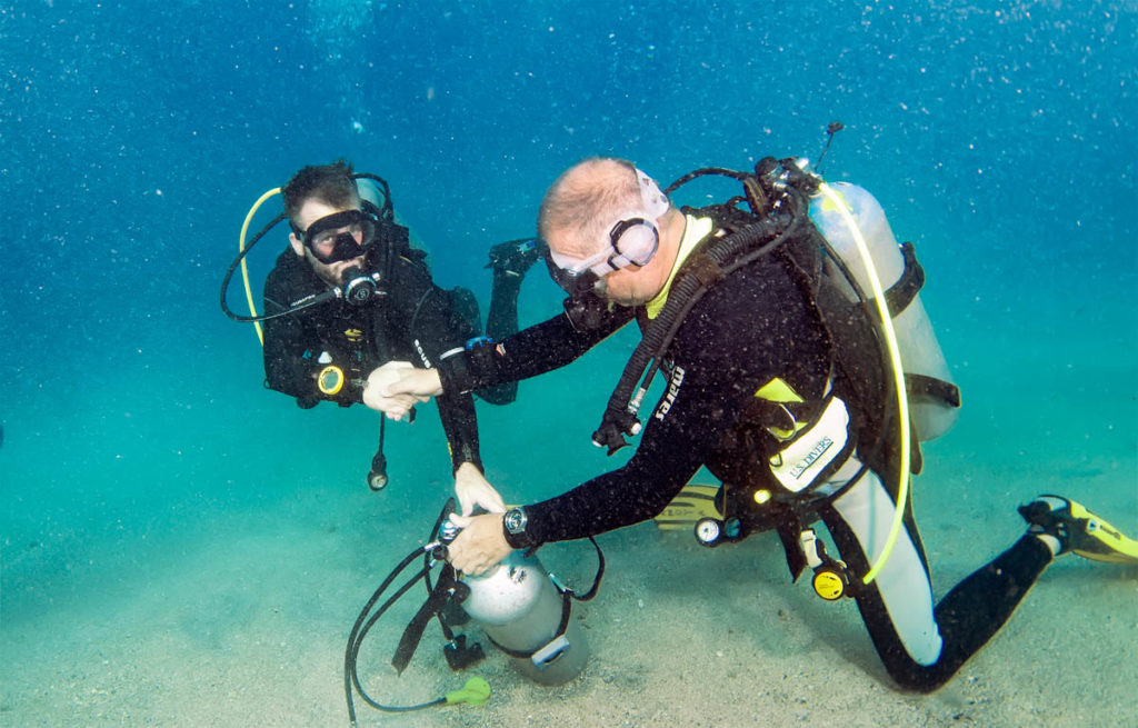 Tom Oates with Deptherapy MI Andy Alfred diving in Egypt. Photo - Dmitry Knyazev